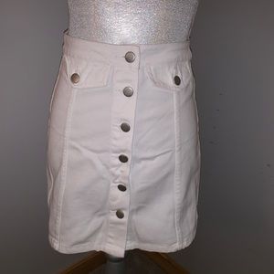 White denim button down skirt